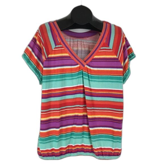 Lane Bryant Fun & Flirty Striped Top Women’s Plus Size 18/20 V-Neck Stretch Knit - Picture 1 of 13